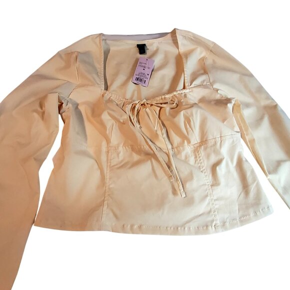 Wild Fable Womens Light Pink Long Sleeve Crop Top With Drawstring Detail Size M - Picture 8 of 11